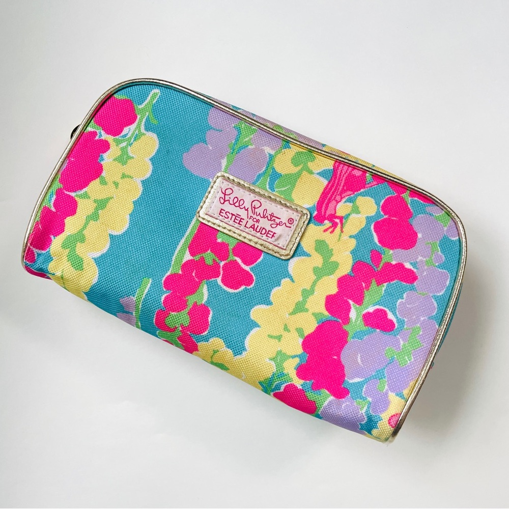 🎯3/$10 Lilly Pulitzer for Estee Lauder Floral Cosmetic Bag Vibrant Multicolor